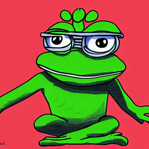 Image similar to pepe the frog under heatwave, drawn by Matt Furie