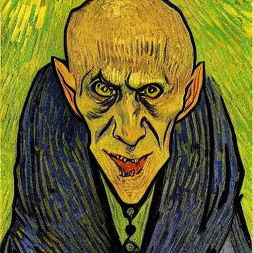 Image similar to nosferatu by van gogh