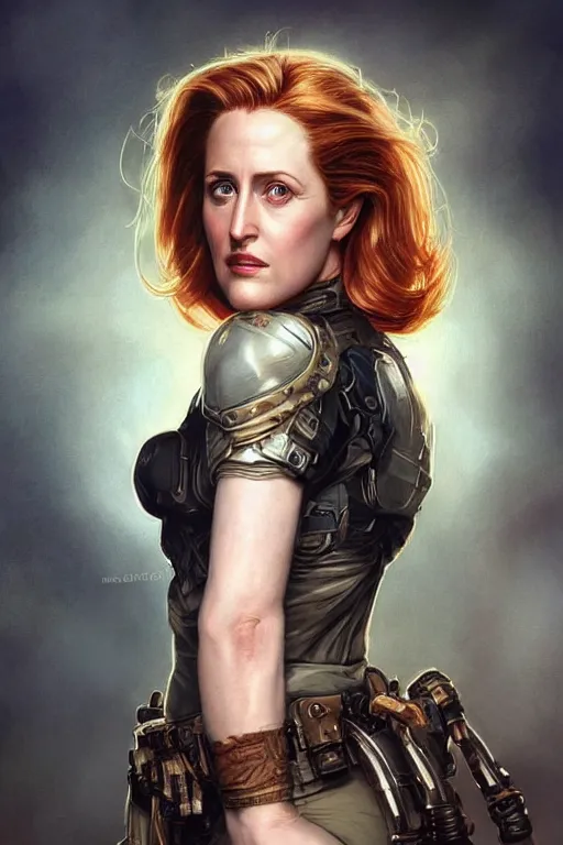 Image similar to young Gillian Anderson as a ruggedly handsome heroine, intricate, elegant, highly detailed, centered, digital painting, artstation, concept art, smooth, sharp focus, illustration, art by artgerm and donato giancola and Joseph Christian Leyendecker, Ross Tran, WLOP