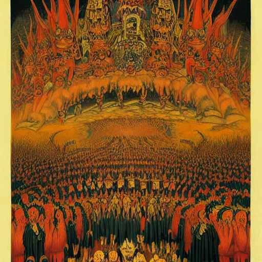 Prompt: a painting of the night parade of a hundred demons by johfra bosschart