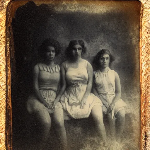 Prompt: tintype photo, underwater, god