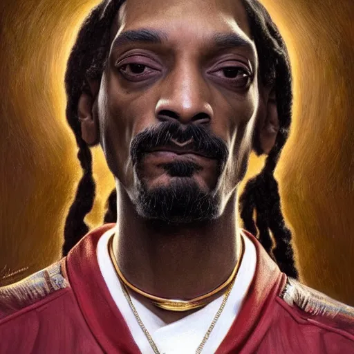 Image similar to beautiful portrait of Snoop Dogg like a ginger white person, face like european, Snoop Dogg blended white face paint, like , powerful , magic, thunders, dramatic lighting, intricate, wild, highly detailed, digital painting, artstation, concept art, smooth, sharp focus, illustration, art by artgerm and greg rutkowski and alphonse mucha, footage