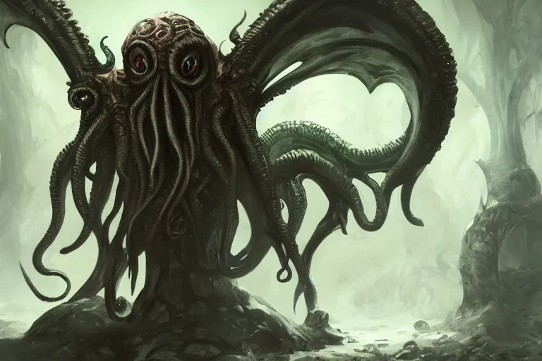 Prompt: cthulhu, dnd, magic the gathering, concept art trending on artstation,