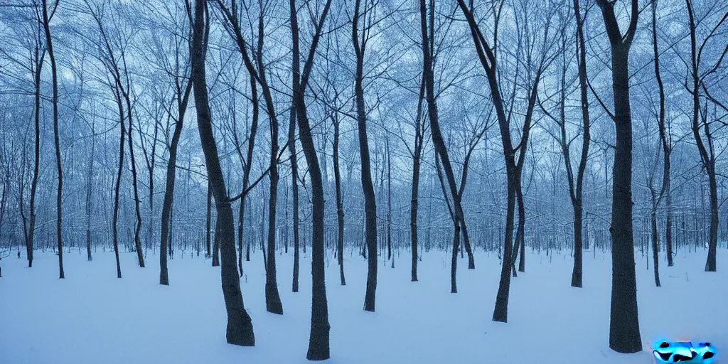 Image similar to a forest in winter moonnight by katayama bokuyo