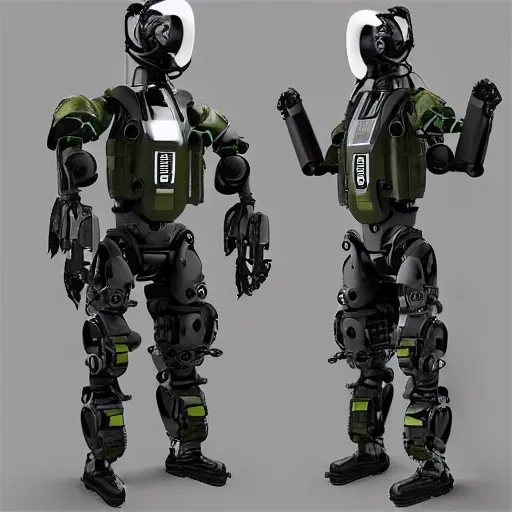 Image similar to futuristic special forces soldier robot, with exoskeleton armor and night vision goggles