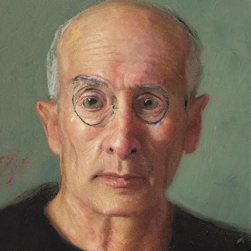 Prompt: a self portrait by a 60 year old