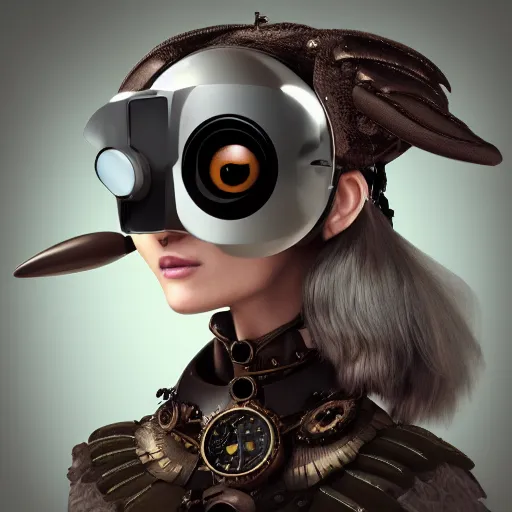 Prompt: a steampunk pidgeon humanoid wearing a bionic eye and a judge wig, digital art, trending on art station, high quality, uhd 8 k, beautiful