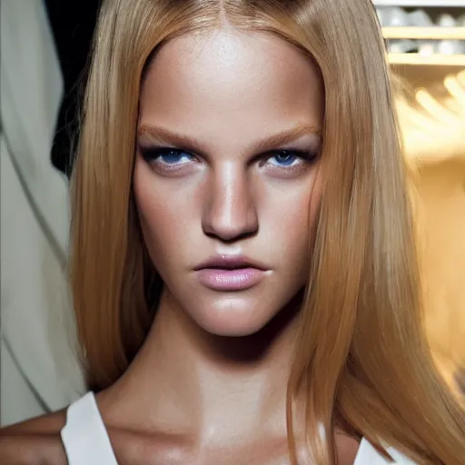 Image similar to portrait of young erin heatherton, versace fashion show spring summer backstage, detailed face, greg rutkowski, intricate, elegant, highly detailed,