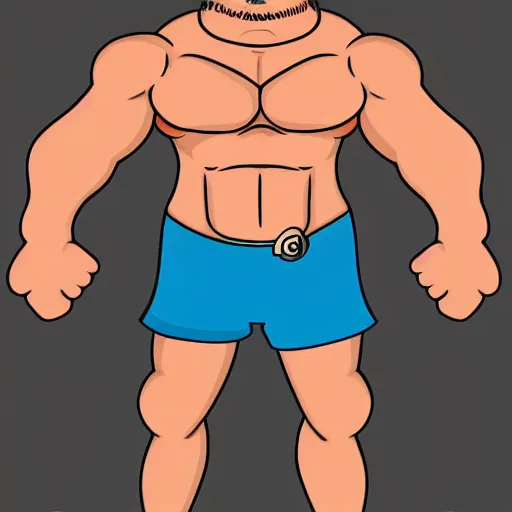 Image similar to a hairy muscular man in the style of spongebob
