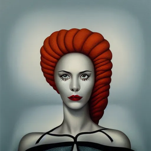 Image similar to pop surrealism, airbrush art, minimalist, an ultrafine detailed painting by rafal olbinski, a painting of a woman, skeuomorphic, very detailed, detailed painting, behance contest winner