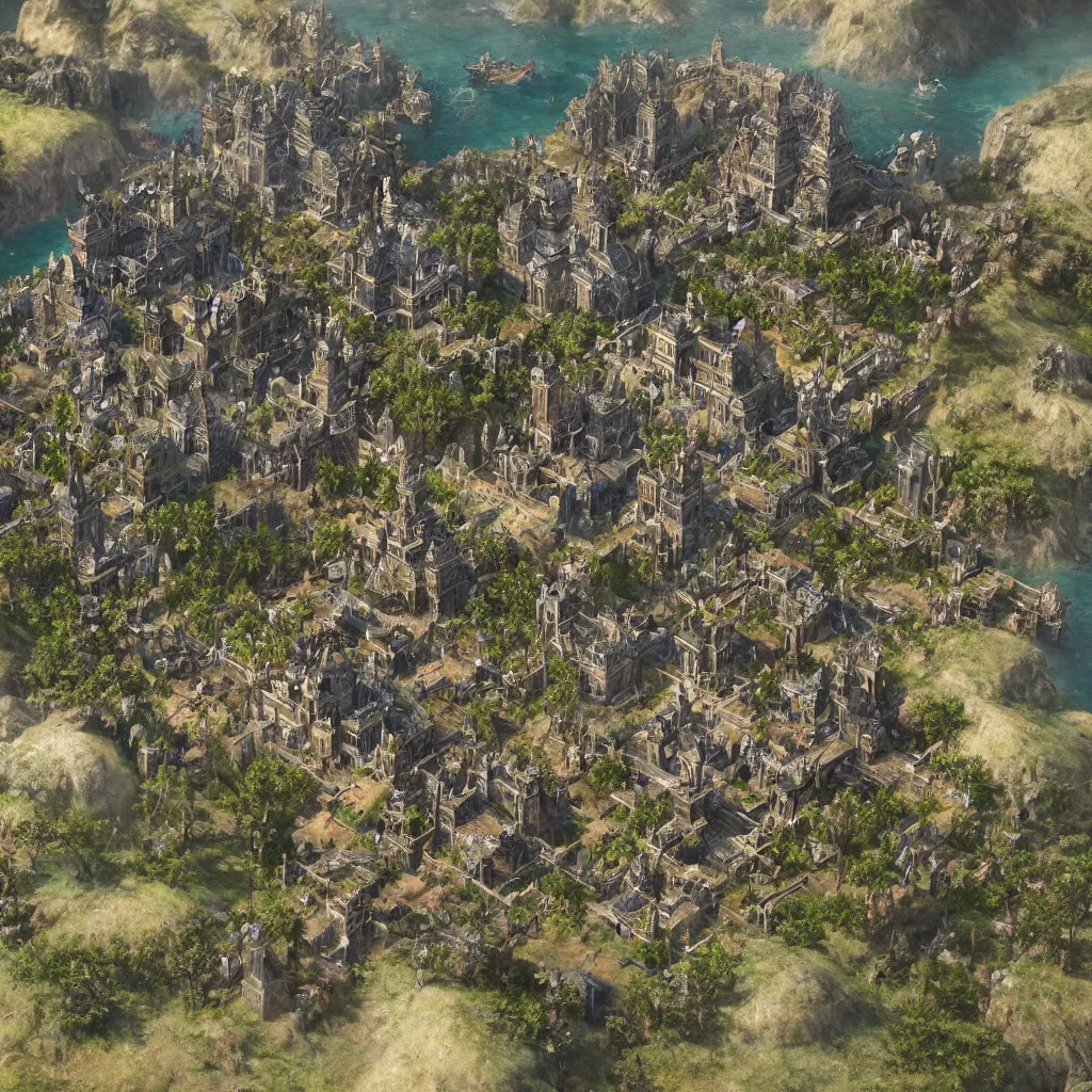 Image similar to A map of Civilization 5, video game, highly detailed, intricate, 8k render, by Greg Rutkowski