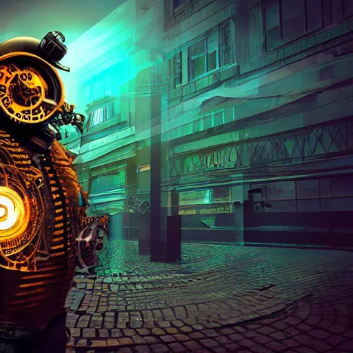 Image similar to realistic steampunk cyberpunk Mozilla Firefox, volumetric light, sharp focus