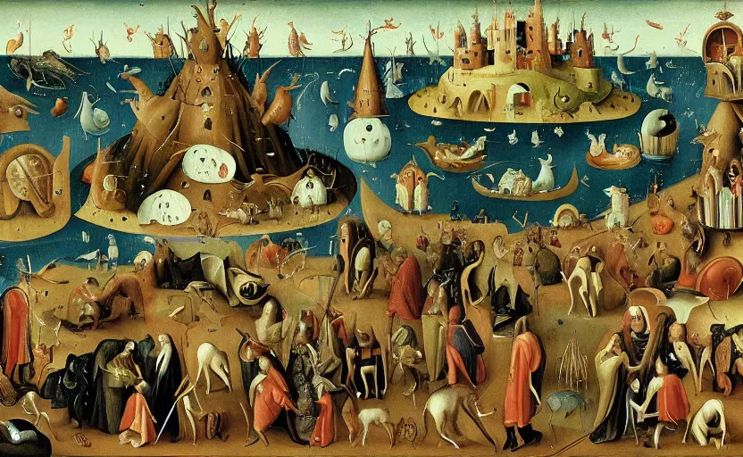 Image similar to among us in the style of hieronumous bosch