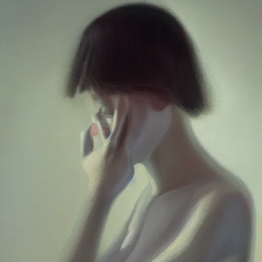 Image similar to what depression looks like, oil painting, pale colors, high detail, 8 k, wide angle, trending on artstation,