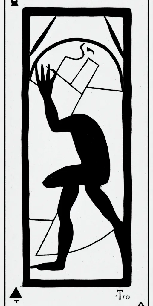 Prompt: the fool tarot card by karl gerstner, minimal, geometric, black and white monochrome, bordered, centered, in frame, 8 k scan