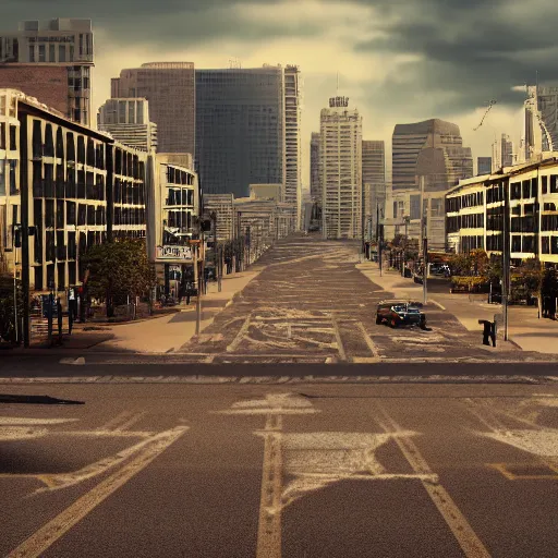 Prompt: doomsday watch on three minutes to midnight, urban street after the rivers dried up, still image, 8 k, intricate and detailed, tilt shift background, anamorphic lens, cinematic lighting