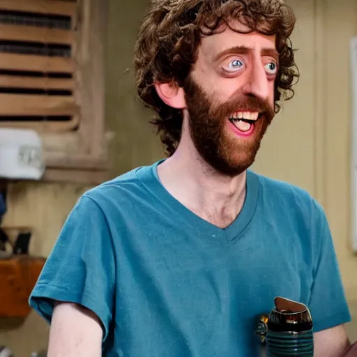 Image similar to thomas middleditch as rickety cricket, it's always sunny in philadelphia, 8 k