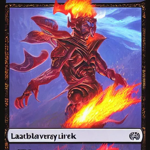 Image similar to very high resolution photo of a magic the gathering card called lava strike.