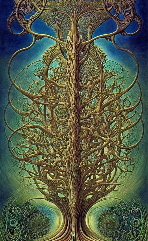 Image similar to tree of life by roger dean and andrew ferez, art forms of nature by ernst haeckel, divine chaos engine, symbolist, visionary, art nouveau, botanical fractal structures, organic, detailed, realistic, surreality