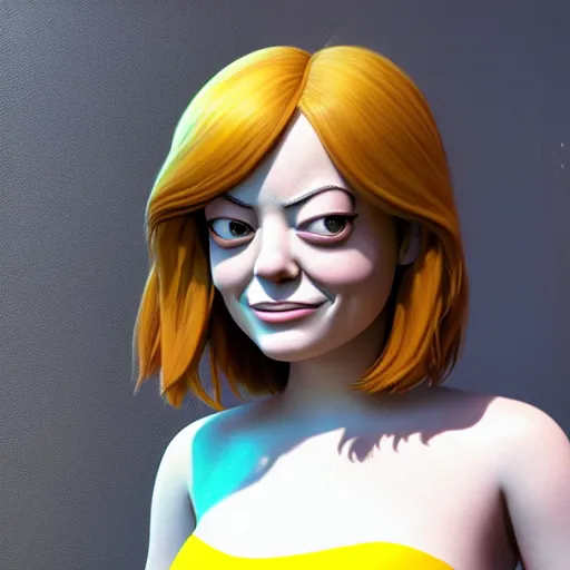 Image similar to Emma Stone as a minion , fully detailed, high quality , 4k , octane render , soft lightening , masterpiece