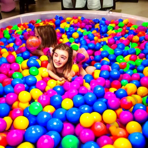 Image similar to a ball pit with human legs