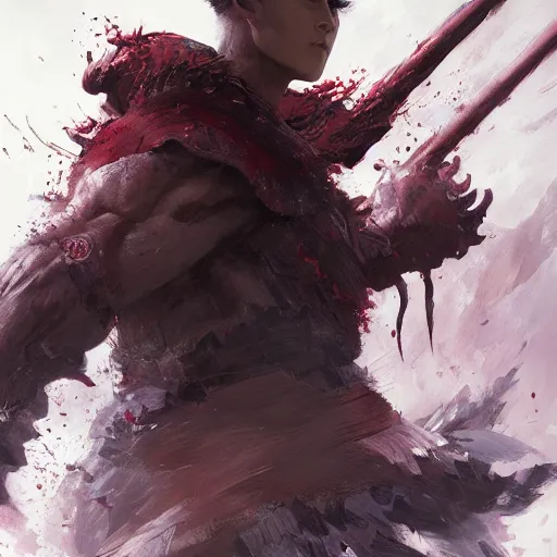 Image similar to full body shot Guts Berserk fan art, digital 2d, extremely detailed, made by wlop, maxwell boas, Naranbaatar Ganbold, Raymond Swanland and Ruan Jia. Masterpiece. Repin. Greg Rutkowski