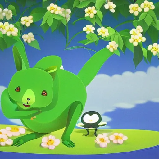 Image similar to a happy green kangaroo by chiho aoshima