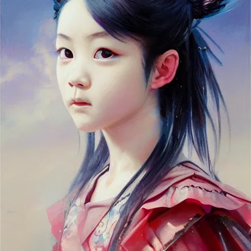 Image similar to realistic oil painting portrait of Babymetal J-Rock singer idol girl Yui Mizuno, she is 20 years old, by Greg Rutkowski, Peter Mohrbacher, Craig Mullins.