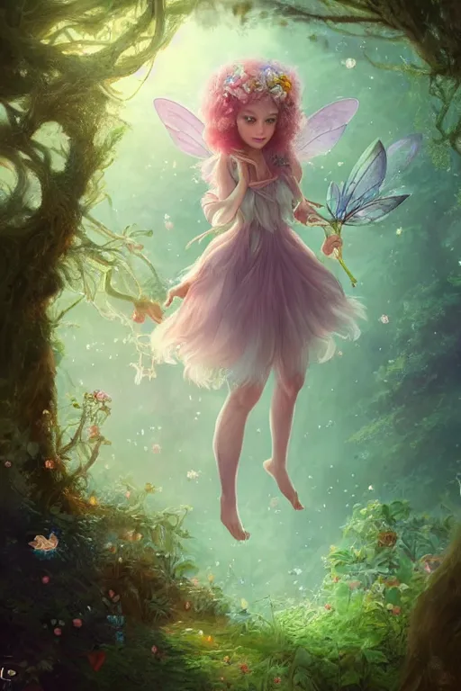 Image similar to a cute and geogerous fairy in the dreamy forest, fantasy, dreamlike, 8 k resolution, hyper detailed, d & d, character design, digital painting, trending on artstation, sharp focus, illustration, art by viktoria gavrilenko, hoang lap, fuji choko, steve zheng,