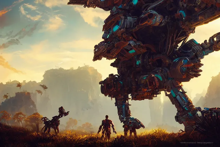 Image similar to thunderjaw machine mecanical creature robot of horizon forbidden west horizon zero dawn radiating a glowing aura global illumination ray tracing hdr fanart arstation by ian pesty and alena aenami artworks in 4 k