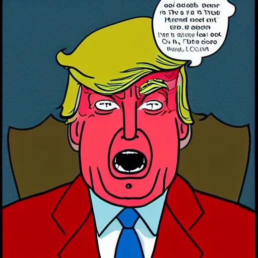 Image similar to close - up portrait of donald trump eating a nuclear bomb, by chris ware