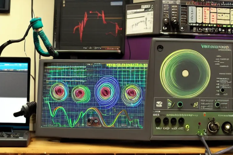 Image similar to an oscilloscope shaking a sound wave, wiggling a weasel, a stoat sinusoid spectacle : the wiggle and the wave - the wiggle is the wave!