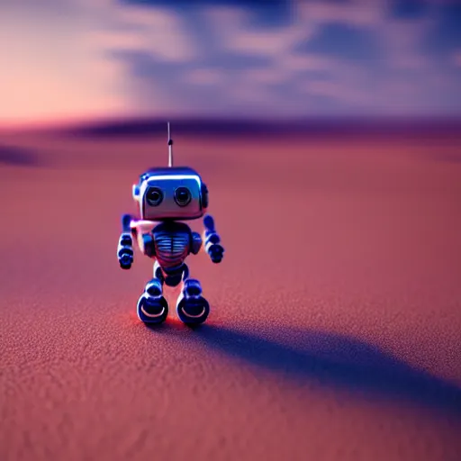 Image similar to a cute little robot is made of sand. super realistic 8 k render of a elegant, cinematic composition