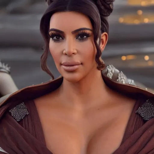 Image similar to kim kardashian as princess padme in star wars episode 3, 8k resolution, full HD, cinematic lighting, award winning, anatomically correct