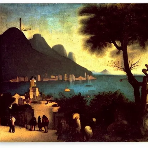 Prompt: rio de janeiro painted by johannes vermeer