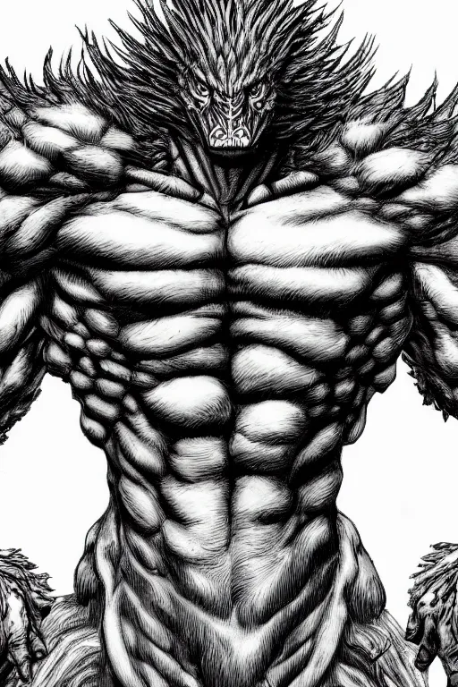 Image similar to humanoid figure beast monster, highly detailed, digital art, sharp focus, trending on art station, kentaro miura manga art style