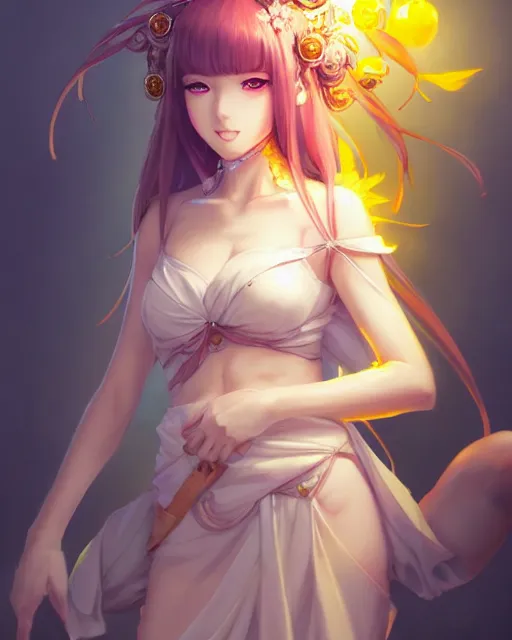 Image similar to character concept art of an anime goddess of lemons | | cute - fine - face, pretty face, realistic shaded perfect face, fine details by stanley artgerm lau, wlop, rossdraws, james jean, andrei riabovitchev, marc simonetti, and sakimichan, tranding on artstation