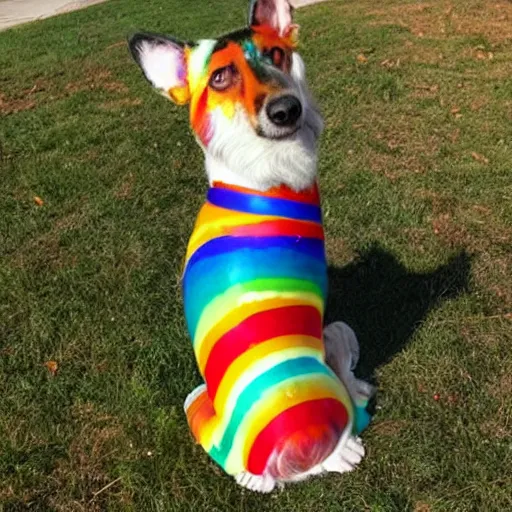 Prompt: a rainbow dog