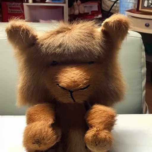 Prompt: photo of a stuffed animal, stuffed animal that kind of looks like a caveman