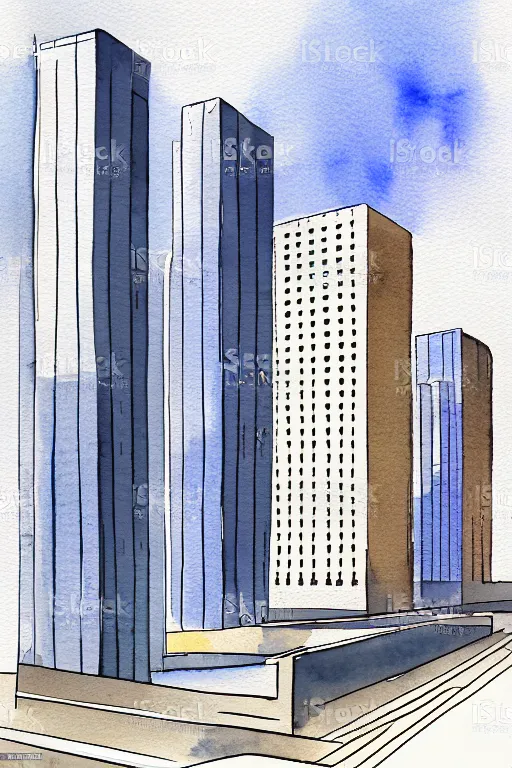 Image similar to minimalist watercolor art of frankfurt european central bank, illustration, vector art