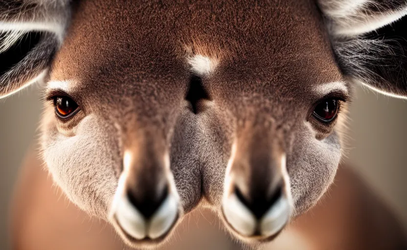 Prompt: portrait of a kangaroo, studio photography, cinematic lighting, 8 k