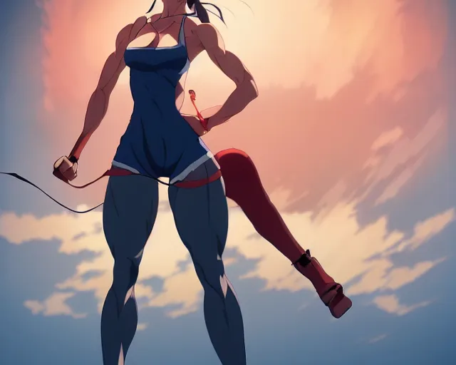 Image similar to anime visual, beautiful muscular beautiful girl who is training at military school, cute face by yoh yoshinari, katsura masakazu, studio lighting, dynamic pose, dynamic perspective, strong silhouette, anime cels, ilya kuvshinov, cel shaded, crisp and sharp, rounded eyes, moody