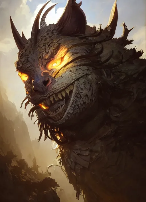 Image similar to highly detailed portrait of a charr from the game'guild wars 2 ', stephen bliss, unreal engine, fantasy art by greg rutkowski, loish, rhads, ferdinand knab, makoto shinkai and lois van baarle, ilya kuvshinov, rossdraws, tom bagshaw, alphonse mucha, global illumination, radiant light, detailed and intricate environment