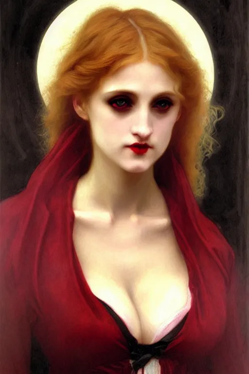 Image similar to victorian vampire blonde, painting by rossetti bouguereau, detailed art, artstation