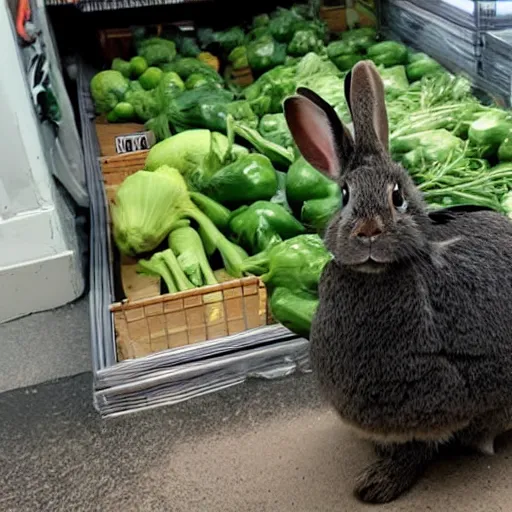 Image similar to a rabbit caught on security camera breaking into a vegetable store