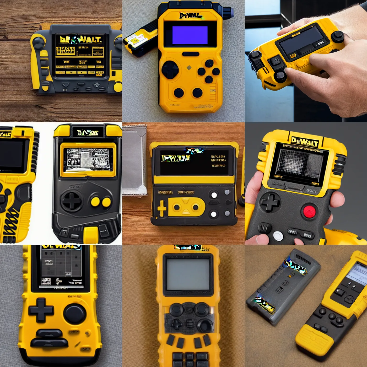 Prompt: dewalt handheld game console