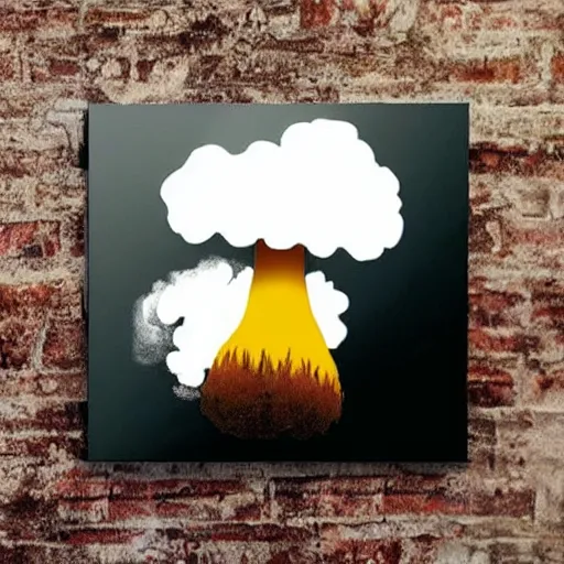 Prompt: nuclear mushroom cloud in the shape of bob ross