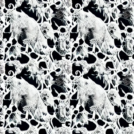 Prompt: exquisite white samoyed dog print with beautiful and high resolution elements developed into seamless patterns