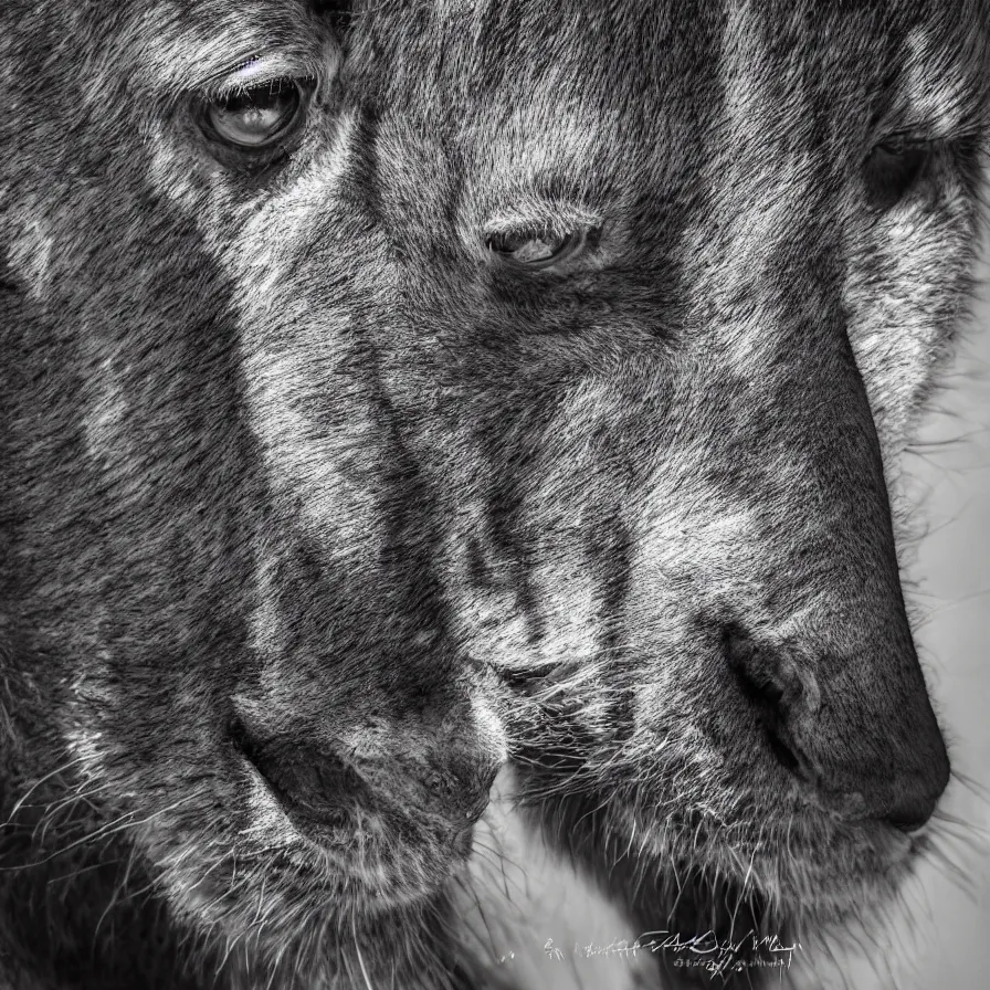 Prompt: the face of a mammal, portrait, photography, amazing shadows