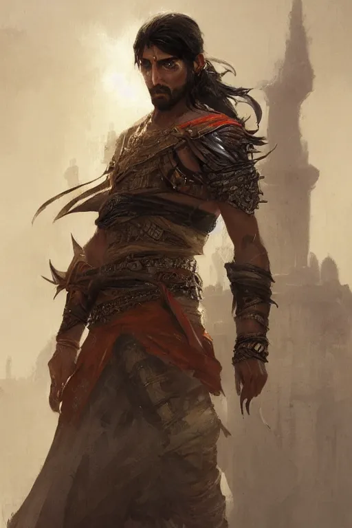 Prompt: prince of persia warrior within face portrait by greg rutkowski
